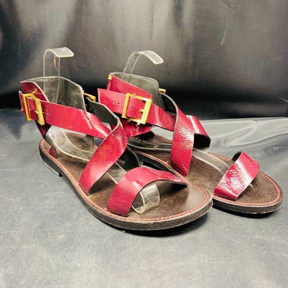 Zadig & Voltaire Maroon Patent Wings Sandals - Picture 1 of 9